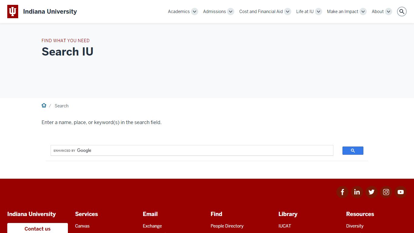 Search: Indiana University - IU